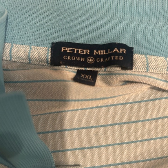 Peter Millar Striped Blue and White Polo Shirt - Picture 2 of 3